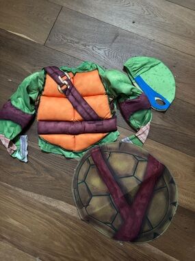 Kids Green & Orange Turtle Hero Costume Set